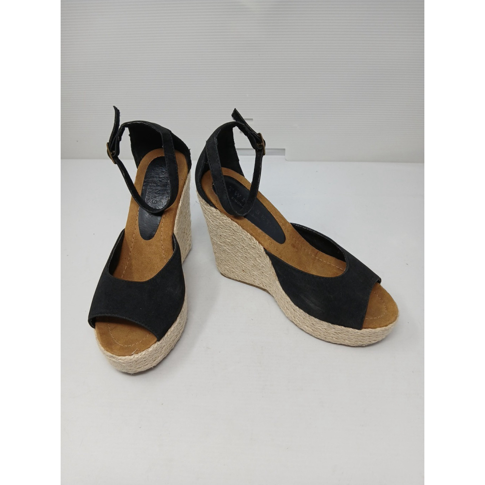 Twin Set Simona Barbieri Espadrilles Size 7 Shoes Sandals Black Ankle Strap